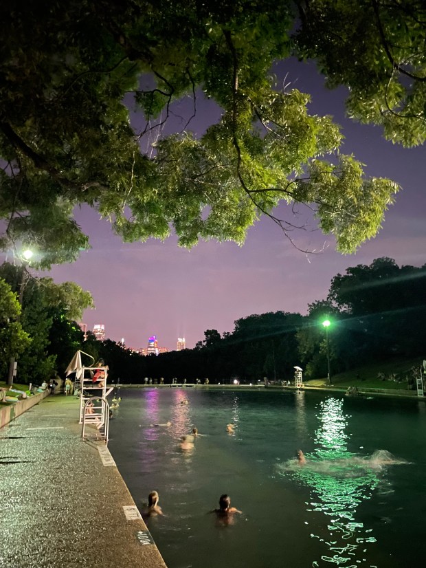 Photo of Barton Springs at night.